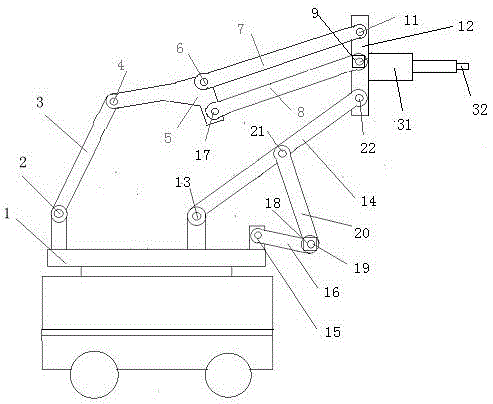 Connecting rod type variable-freedom-degree welding mechanical arm driven by servo motor