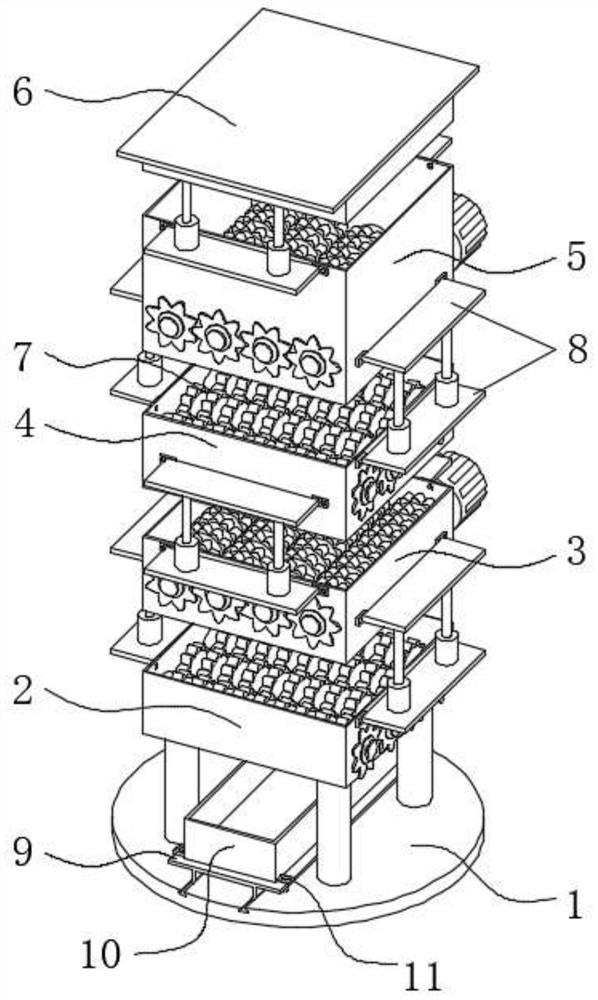 Construction waste recycling and crushing device for construction waste treatment