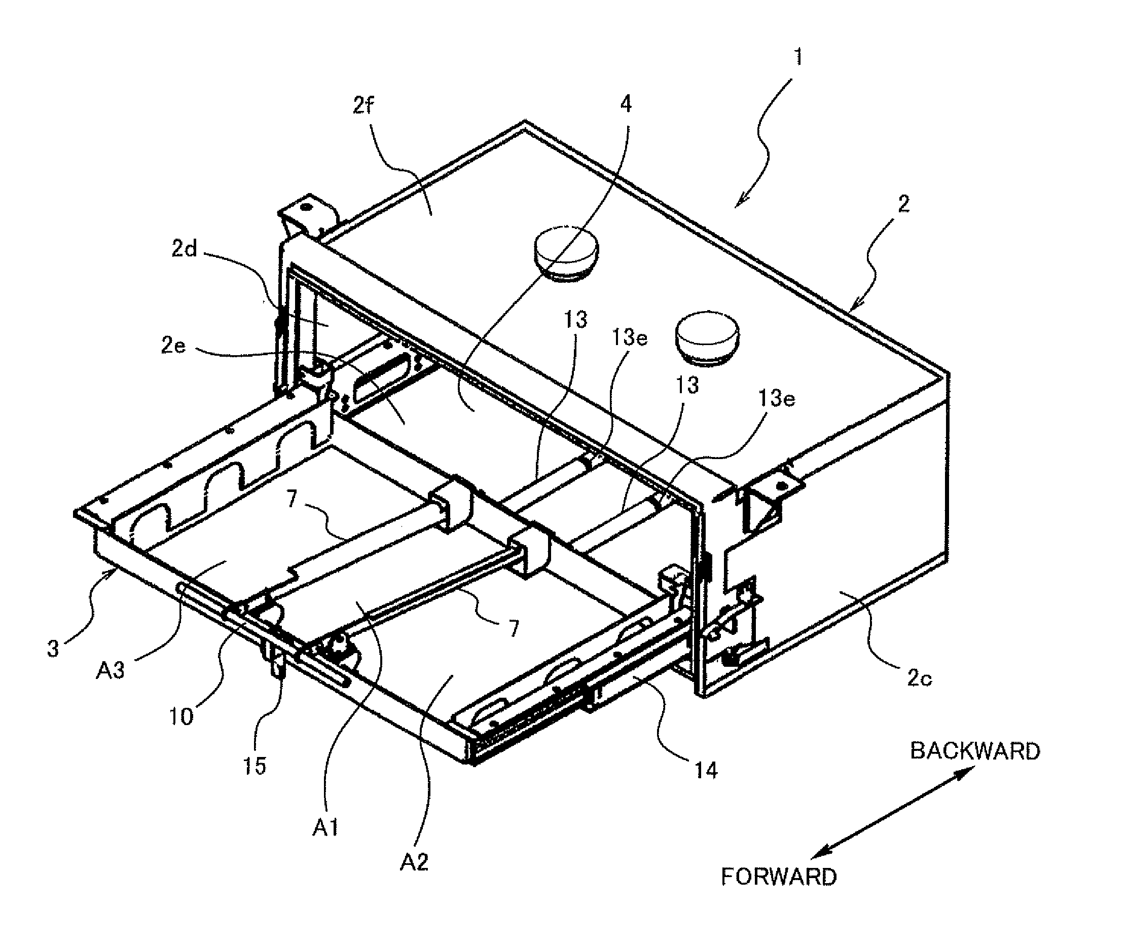 Device storage apparatus for railway vehicle