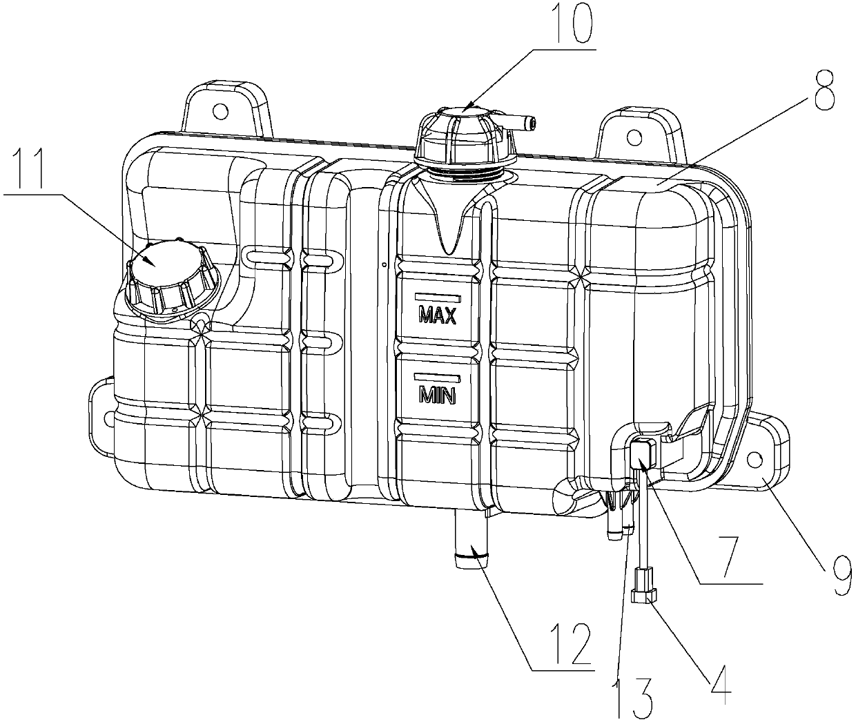 Novel water level sensor on expansion water tank used for automobile