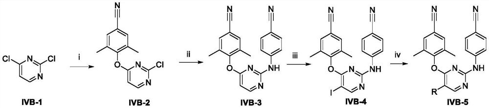 5-site aromatic ring substituted diarylpyrimidine derivative as well as preparation method and application thereof