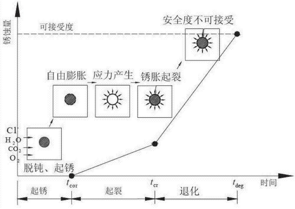 Nondestructive testing method for rusting degree of steel bar of reinforced concrete member after rusting cracking