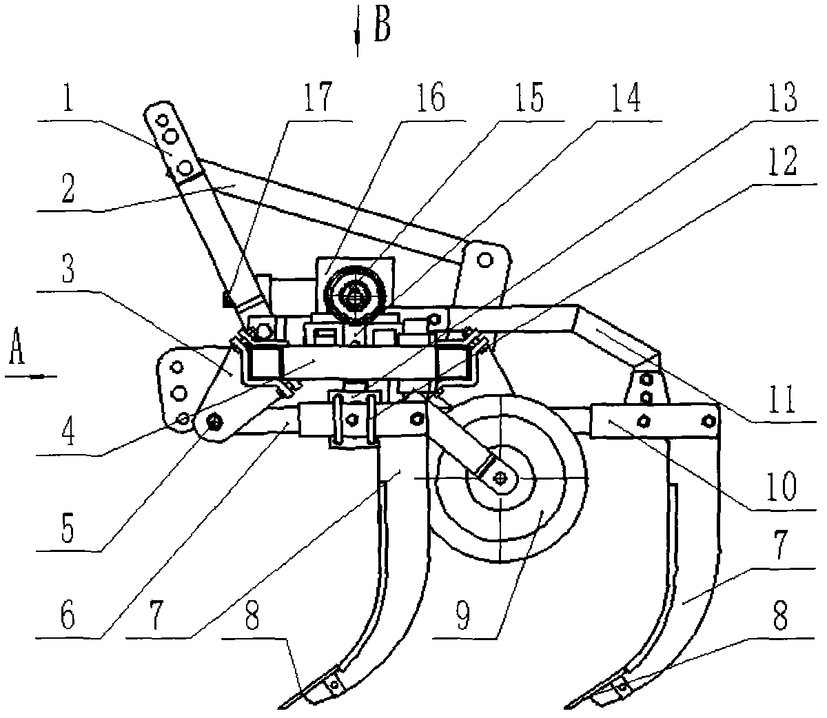 Dual-row reverse-vibration subsoiler