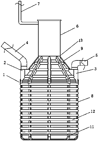 Urn-type septic tank for rural sanitary toilet