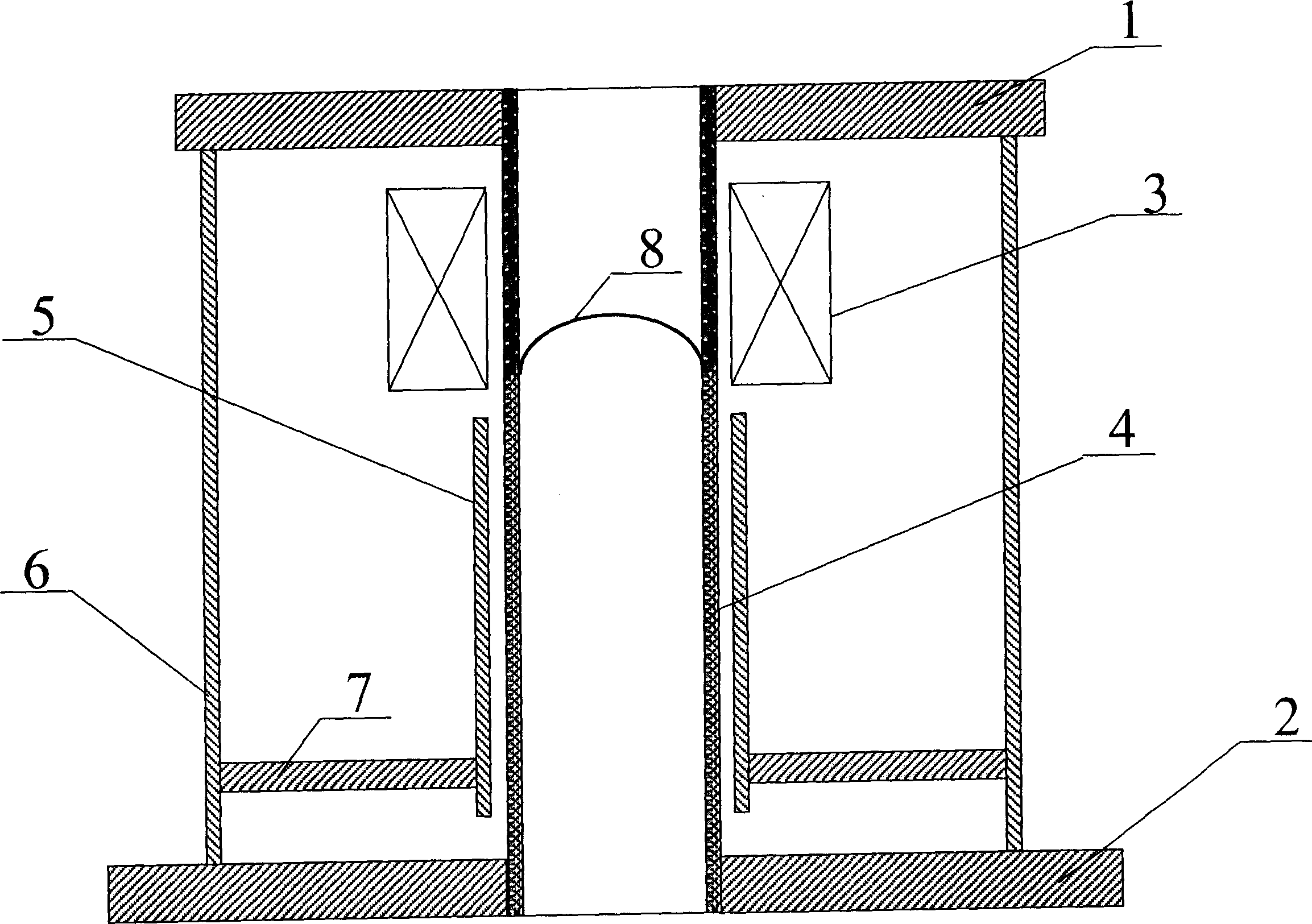 Soft touch electromagnetic non-lancing crystallizer utilized in continuous casting