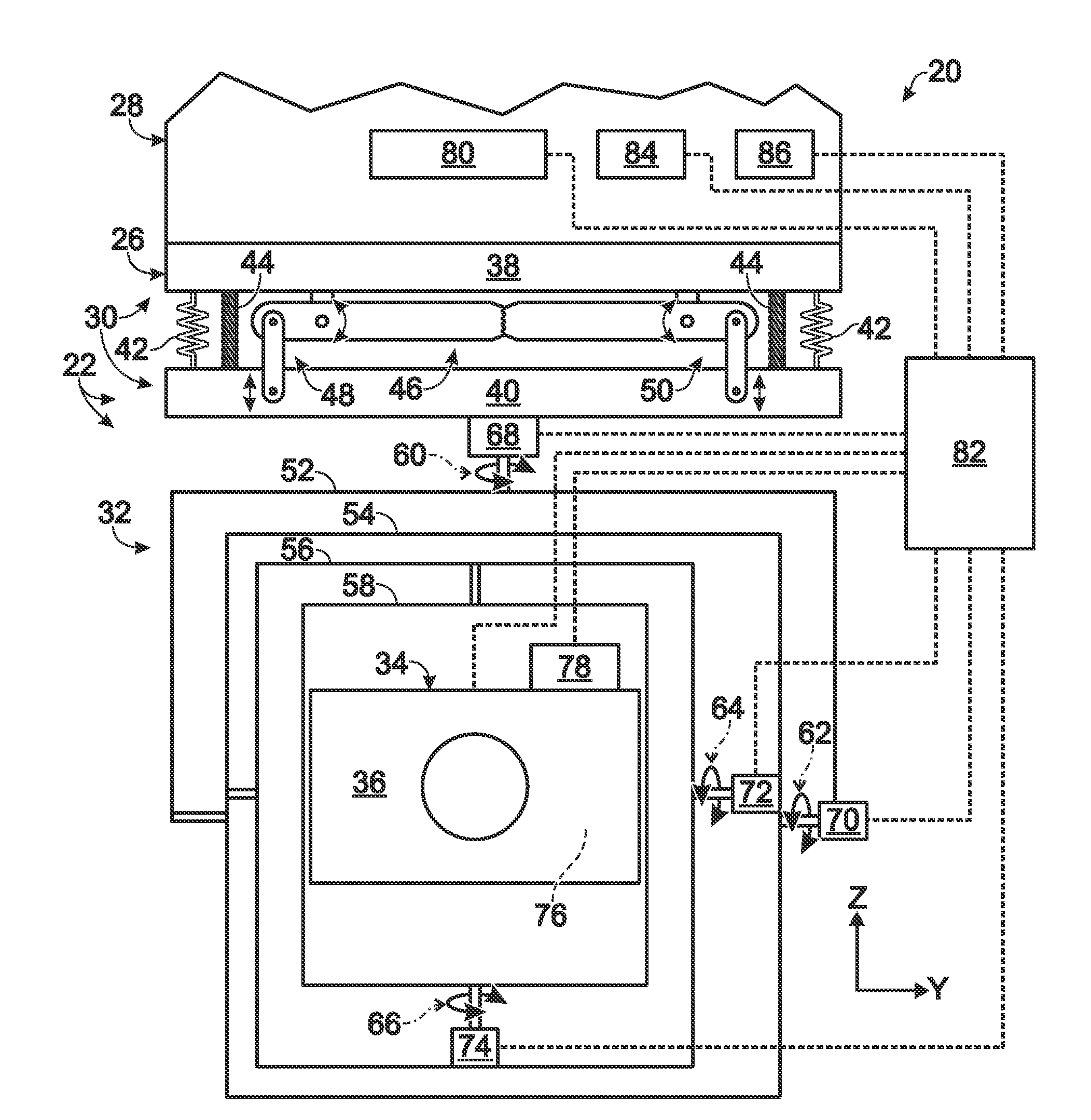 Gimbal system with linear mount