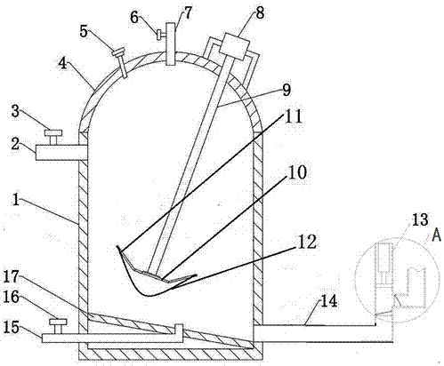 Inclined stirring double-residue discharge biogas digester