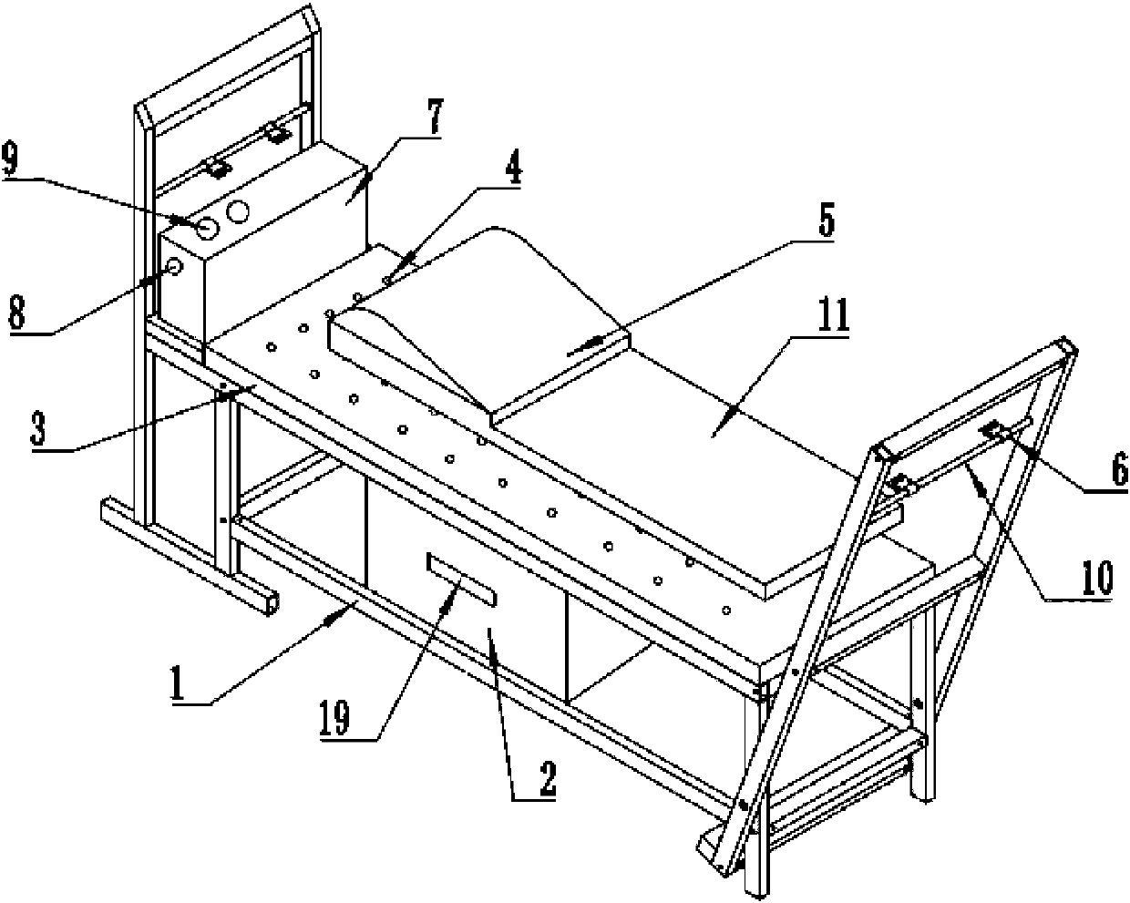 Traditional Chinese medicine diagnosis and treatment rehabilitation bed with fumigation effect for old people