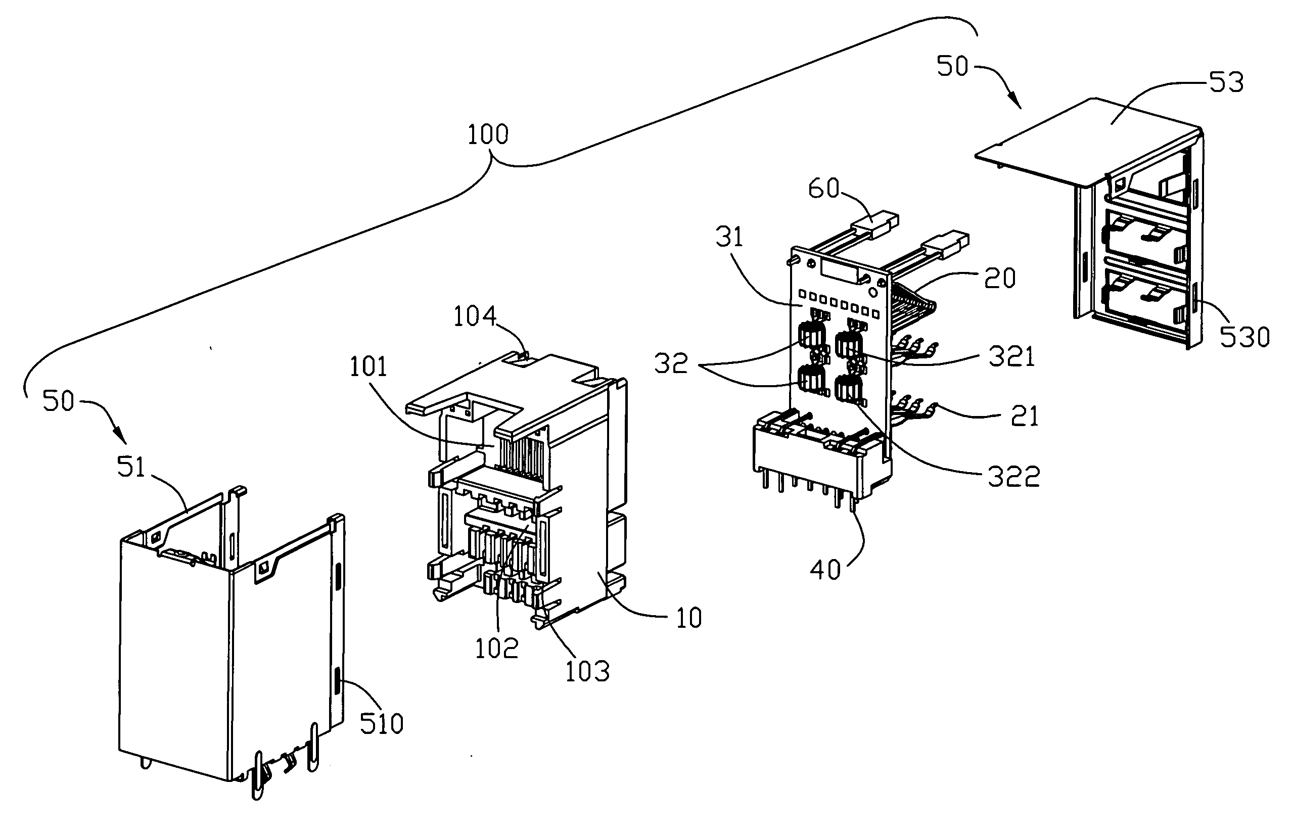 Electrical connector having an improved magnetic module