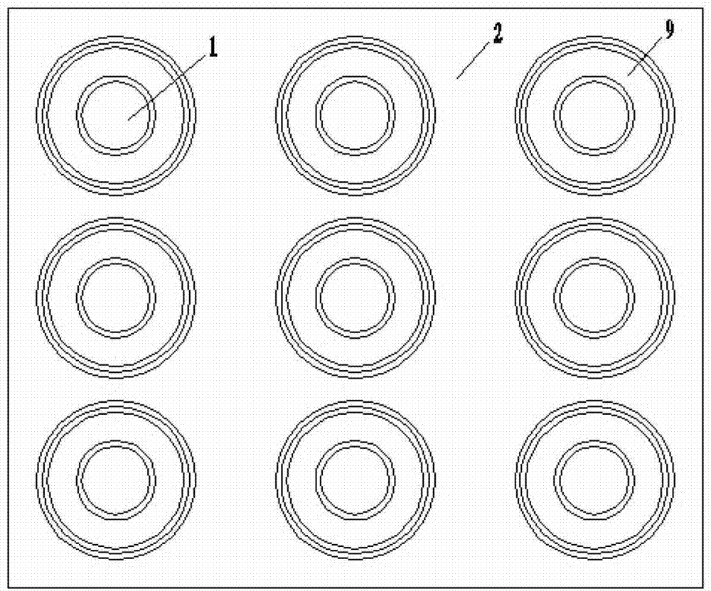 Set bearing platform foundations and construction method thereof