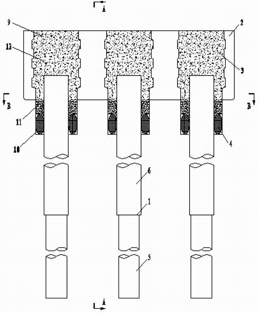 Set bearing platform foundations and construction method thereof