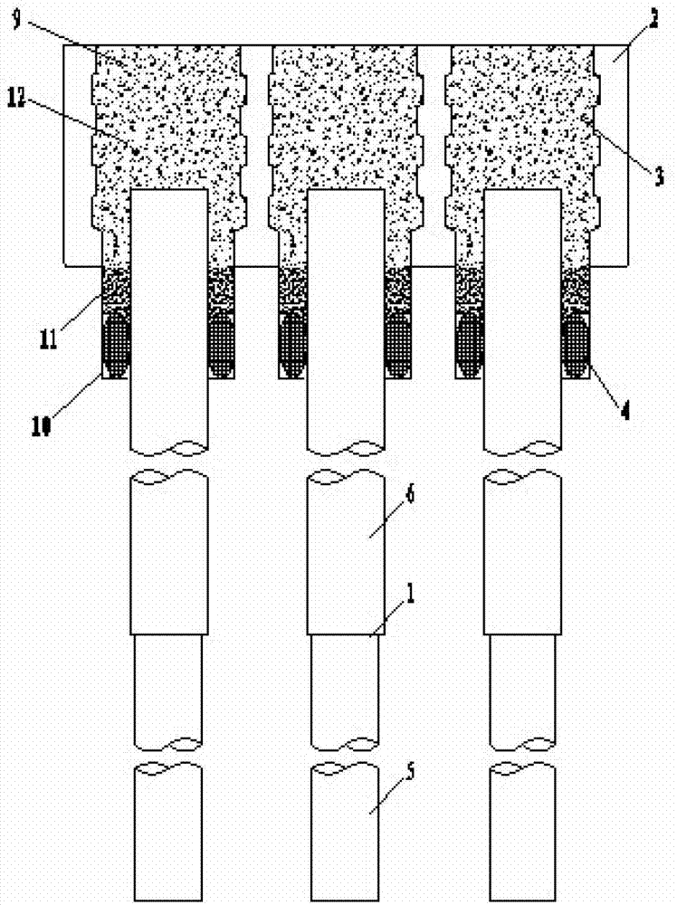 Set bearing platform foundations and construction method thereof