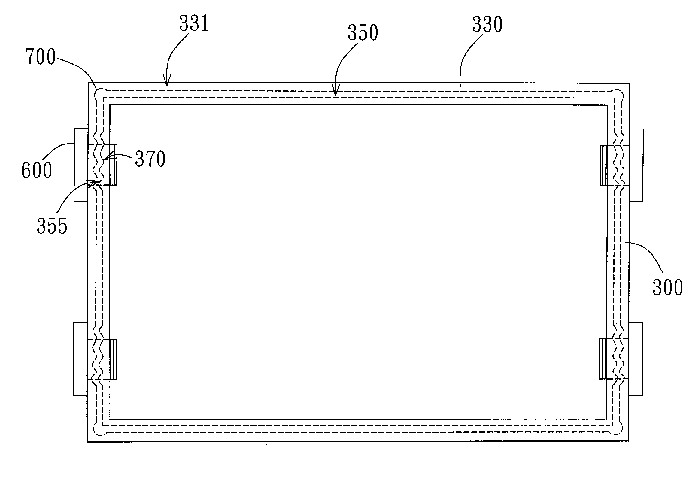 Display device, a front frame used therein, and a method of manufacture thereof