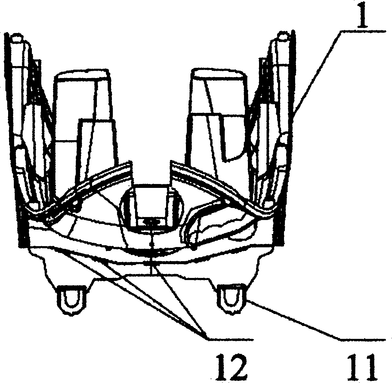 Cooperation structure for medium container and footrest of motorcycle and motorcycle