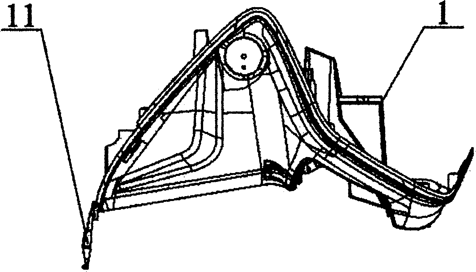 Cooperation structure for medium container and footrest of motorcycle and motorcycle