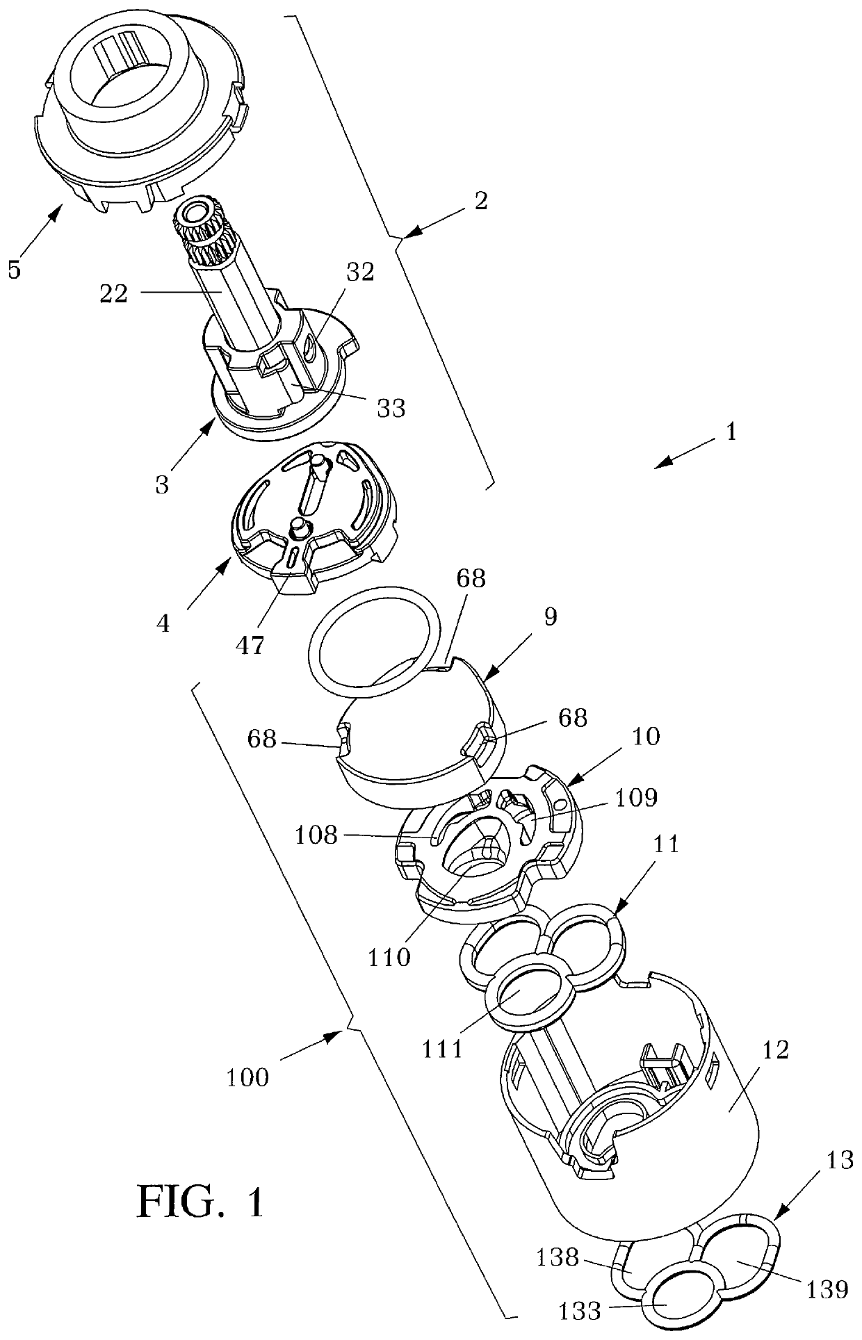 Deviator device and progressive cartridge, particularly for bathroom fittings such as showers, baths and the like