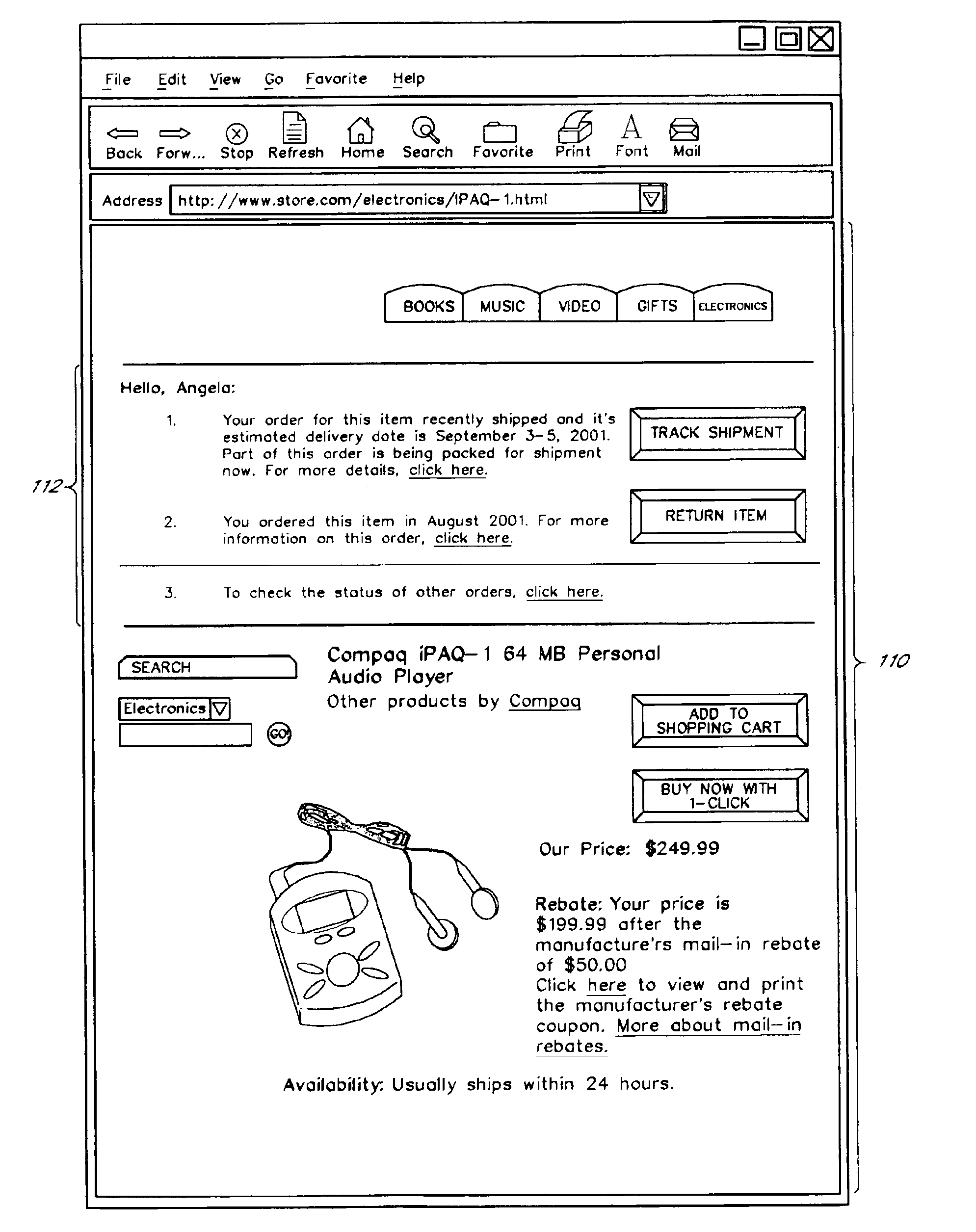 Contextual presentation of information about related orders during browsing of an electronic catalog