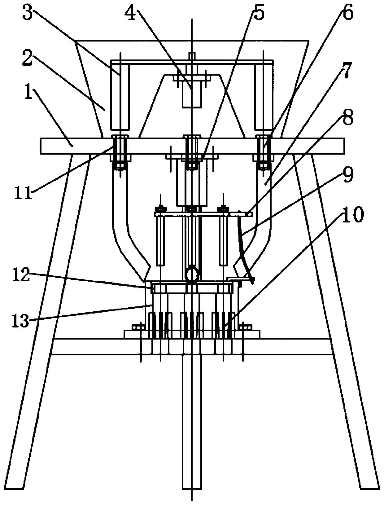 Drive plate-type gorgon fruit extruding and shell-breaking device