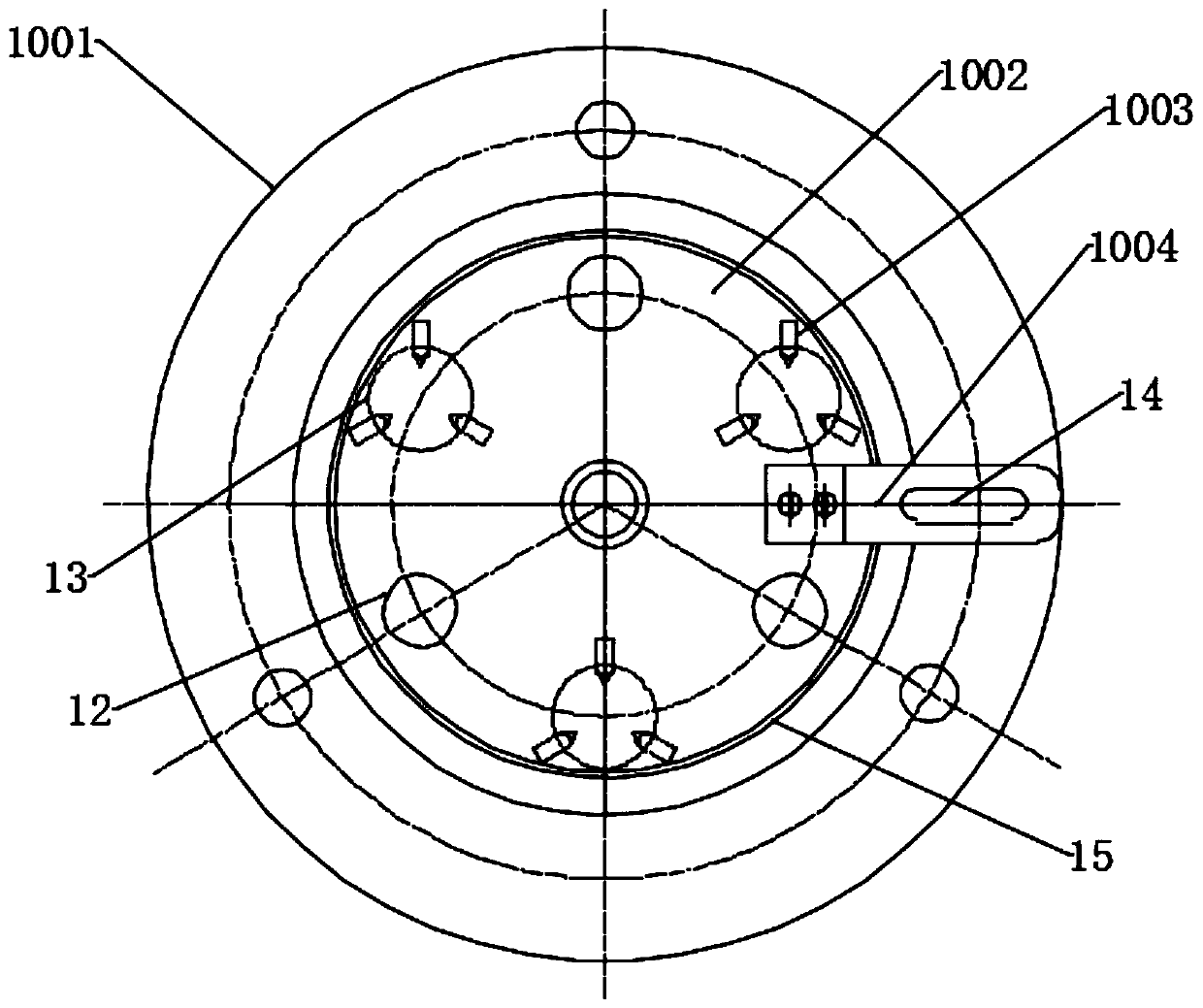 Drive plate-type gorgon fruit extruding and shell-breaking device