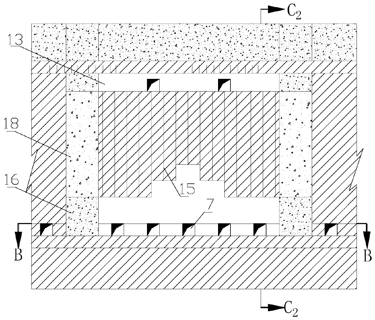 High-dipping double-layer ore body stage deep-hole mining method