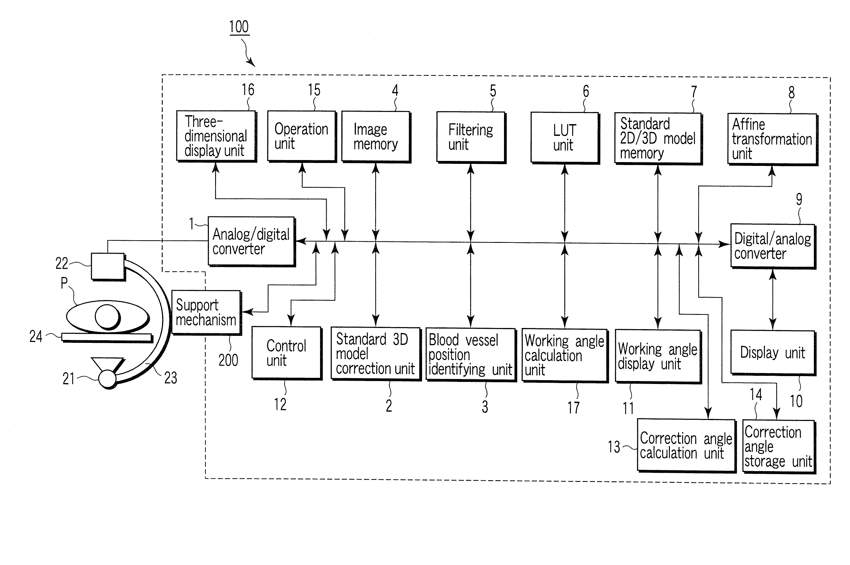 X-ray diagnostic apparatus, imaging angle determination device, program storage medium, and method