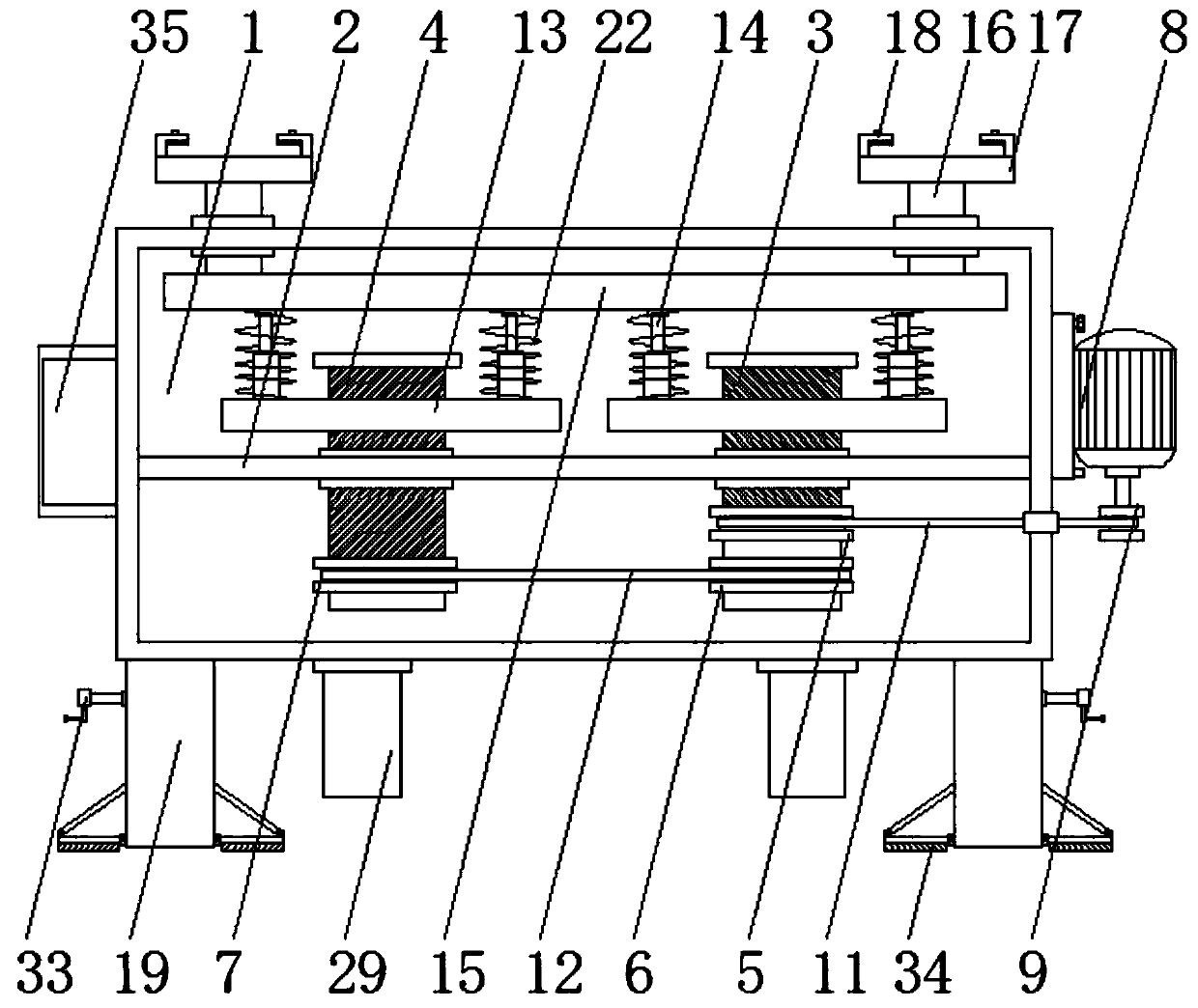 Shock-absorbing base for mechanical equipment