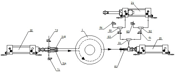 Automobile turbocharger middle shell cooling hole unblocking and blocking testing device and method