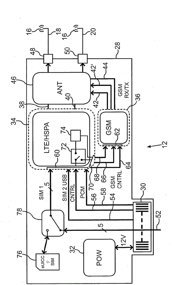 Circuit arrangement for a mobile communications unit of a motor vehicle, motor vehicle and method for operating a circuit arrangement