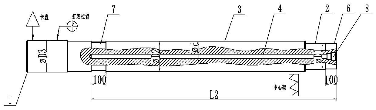 A method for controlling the concentricity between the deep hole and the outer circle of a deep hole piston rod