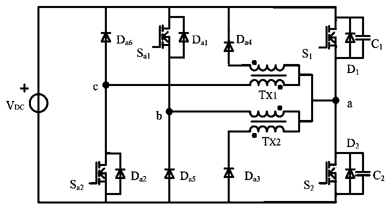 Auxiliary resonant converter pole inverter with phase-associated magnetization current bidirectional reset function