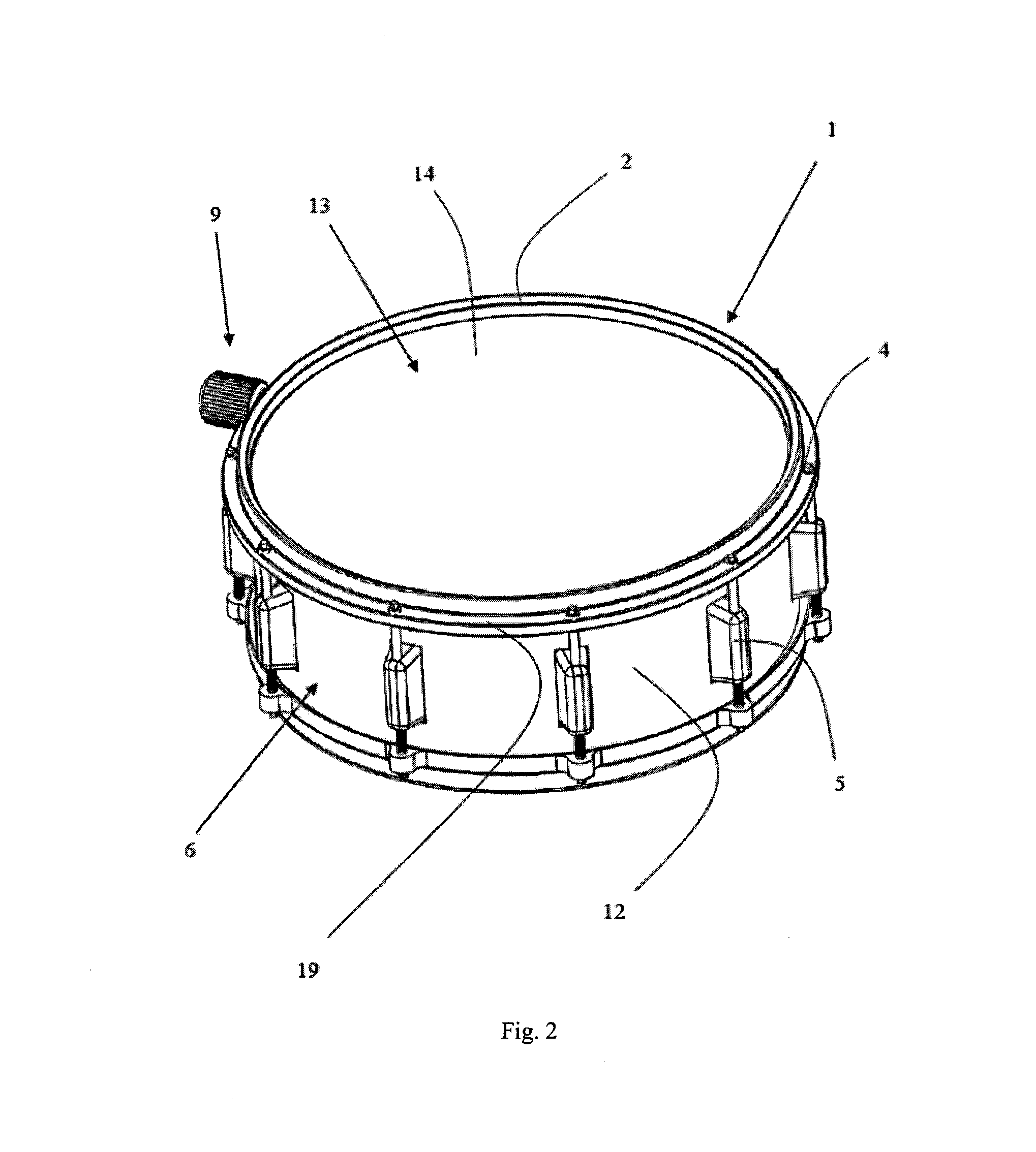 Tension adjustment hoop for a membrane of a musical instrument