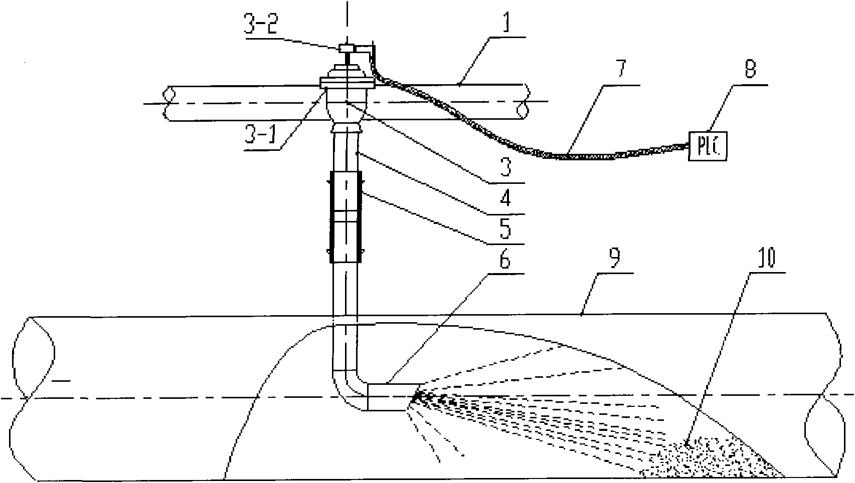 Device for cleaning dust deposited in pipeline