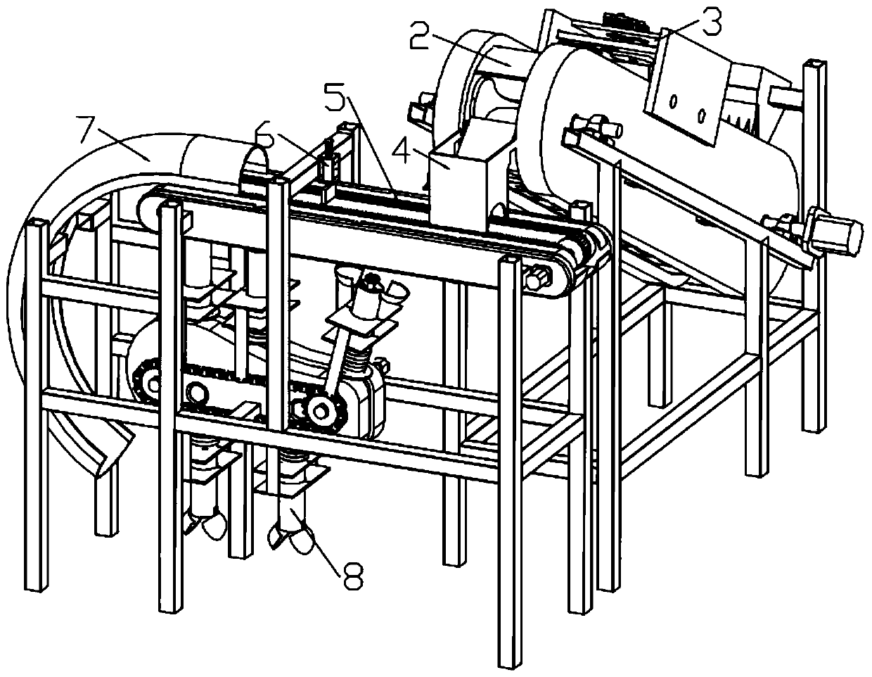 Broccoli directional conveying and fully automatic continuous cutting and coring production line