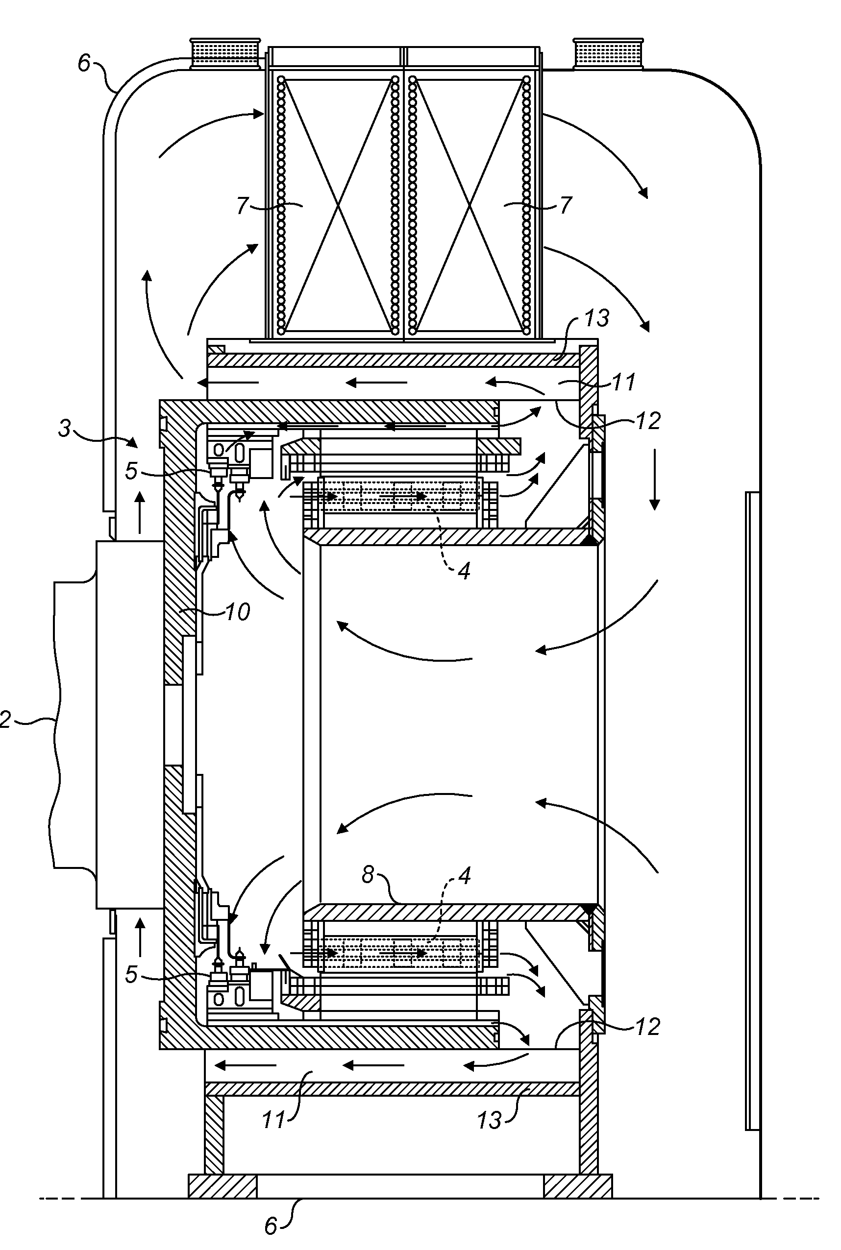 Turbo Generator With Exciter Having Pressure Recovery