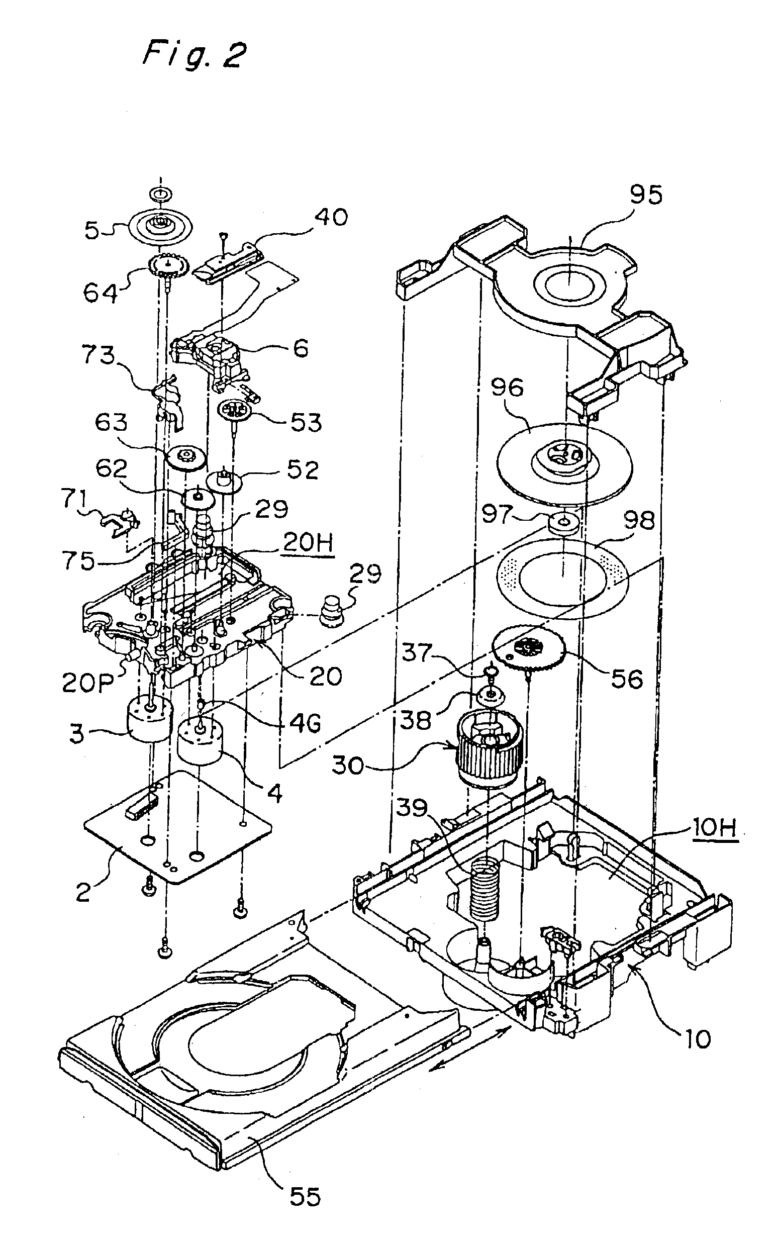 Optical disk drive including a first base portion and a movable second base portion