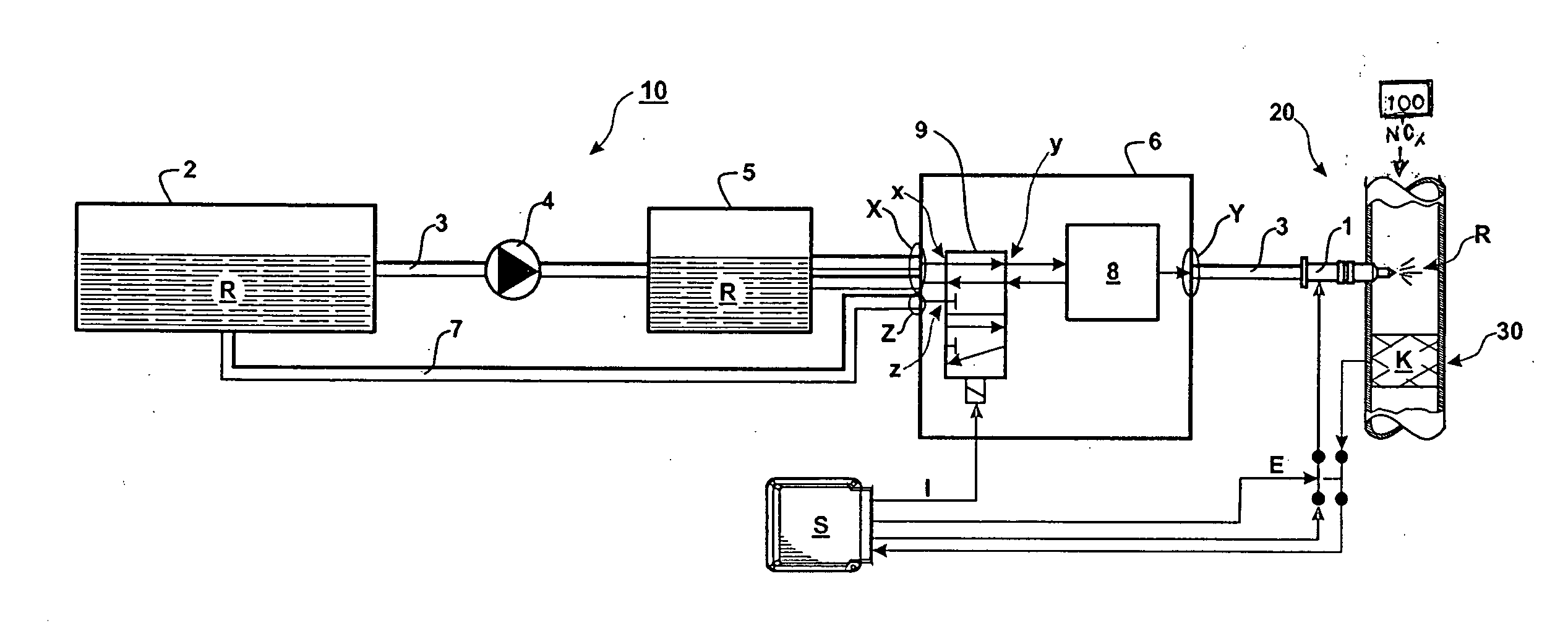 Supply arrangement for supplying an exhaust gas system with a solution including a reduction agent, an internal combustion engine, a generator uint and a method as well as a control arrangement therefor