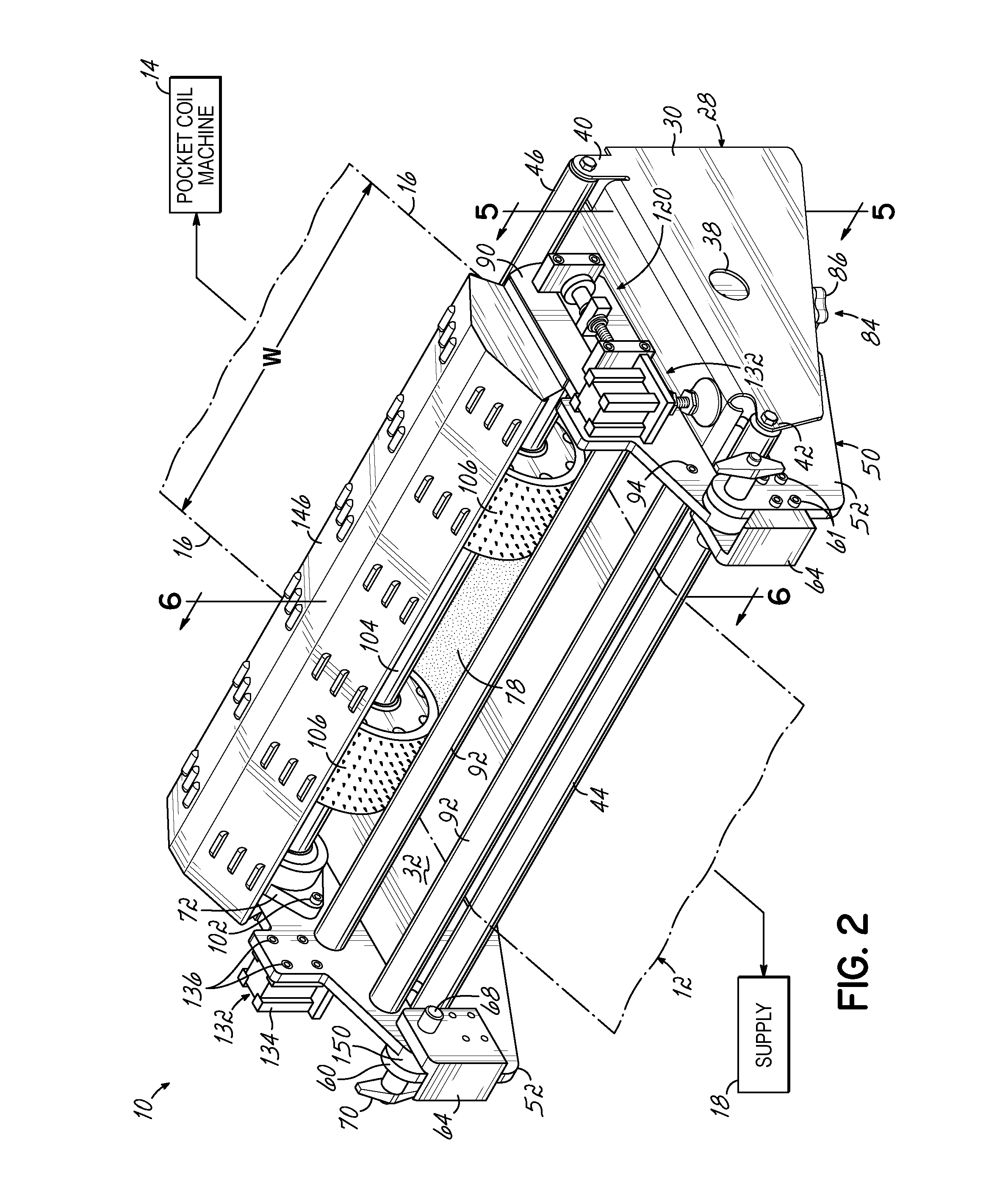 Apparatus For Ventilating Fabric Used To Make Pocketed Springs and Method of Making Strings of Pocketed Springs