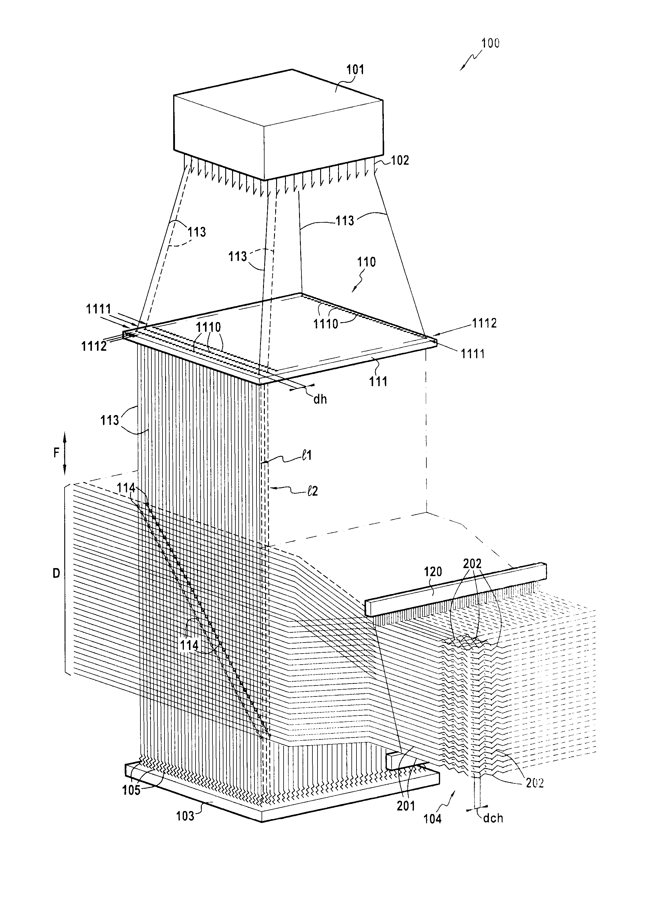 Jacquard loom having optimized warp yarn density