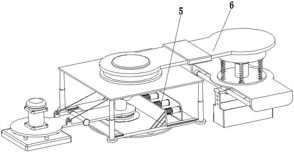 A laying device for a floor tile laying robot for urban municipal sidewalks