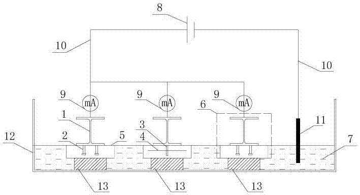 Corrosion test device and method for steel-concrete composite beam shear connectors