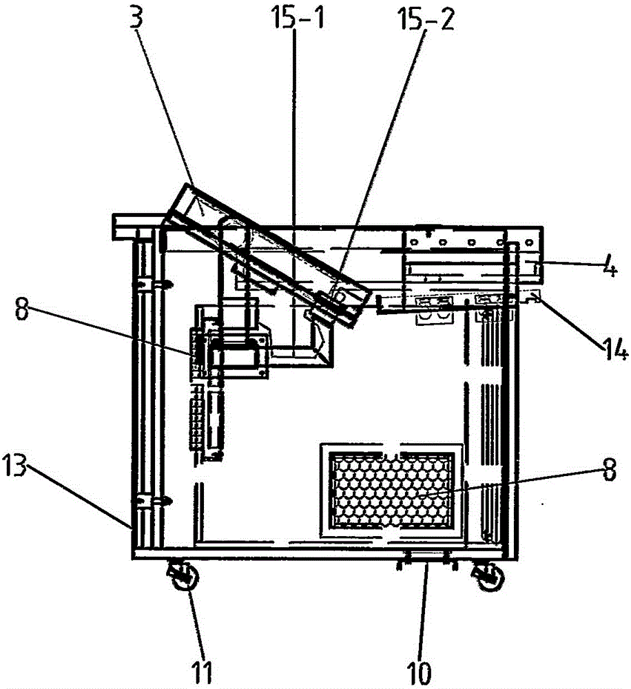 A reversible display shielding box device and a reversible shielding table using the device