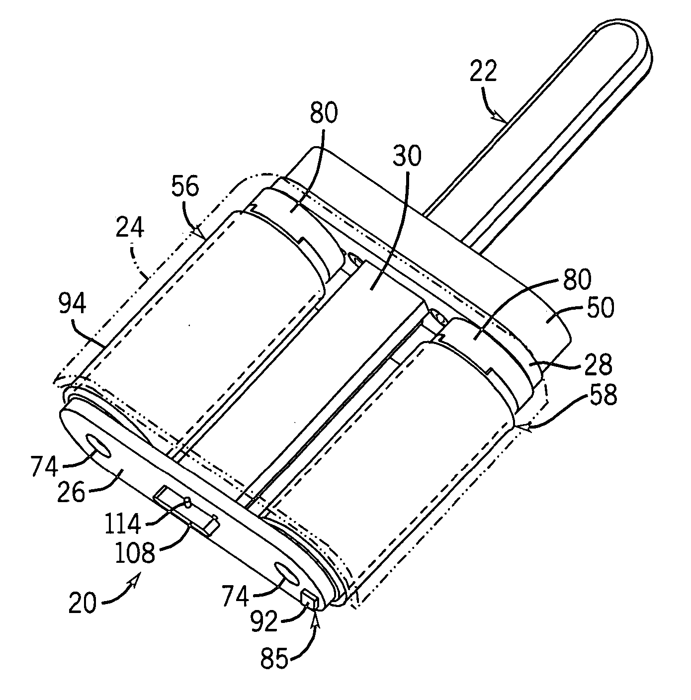 Continuous adhesive roller