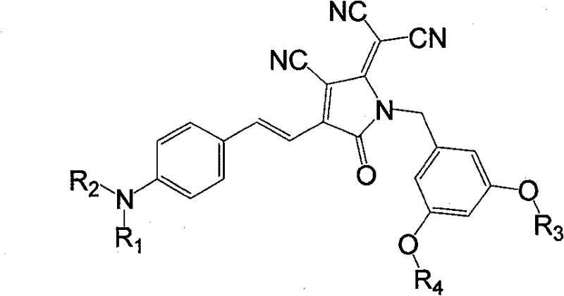 Organic second order non-linear optical chromophore group containing dendritic structured tricyano pyrroline receptor, synthesizing method and use thereof