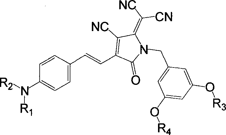 Organic second order non-linear optical chromophore group containing dendritic structured tricyano pyrroline receptor, synthesizing method and use thereof