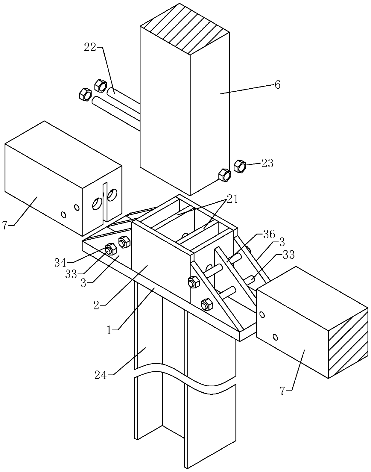 Column and beam connecting device