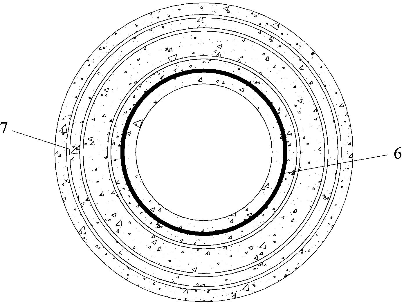 Integrally-arranged and externally-wrapped double-layered water discharging body and middle concrete combined pile and construction method