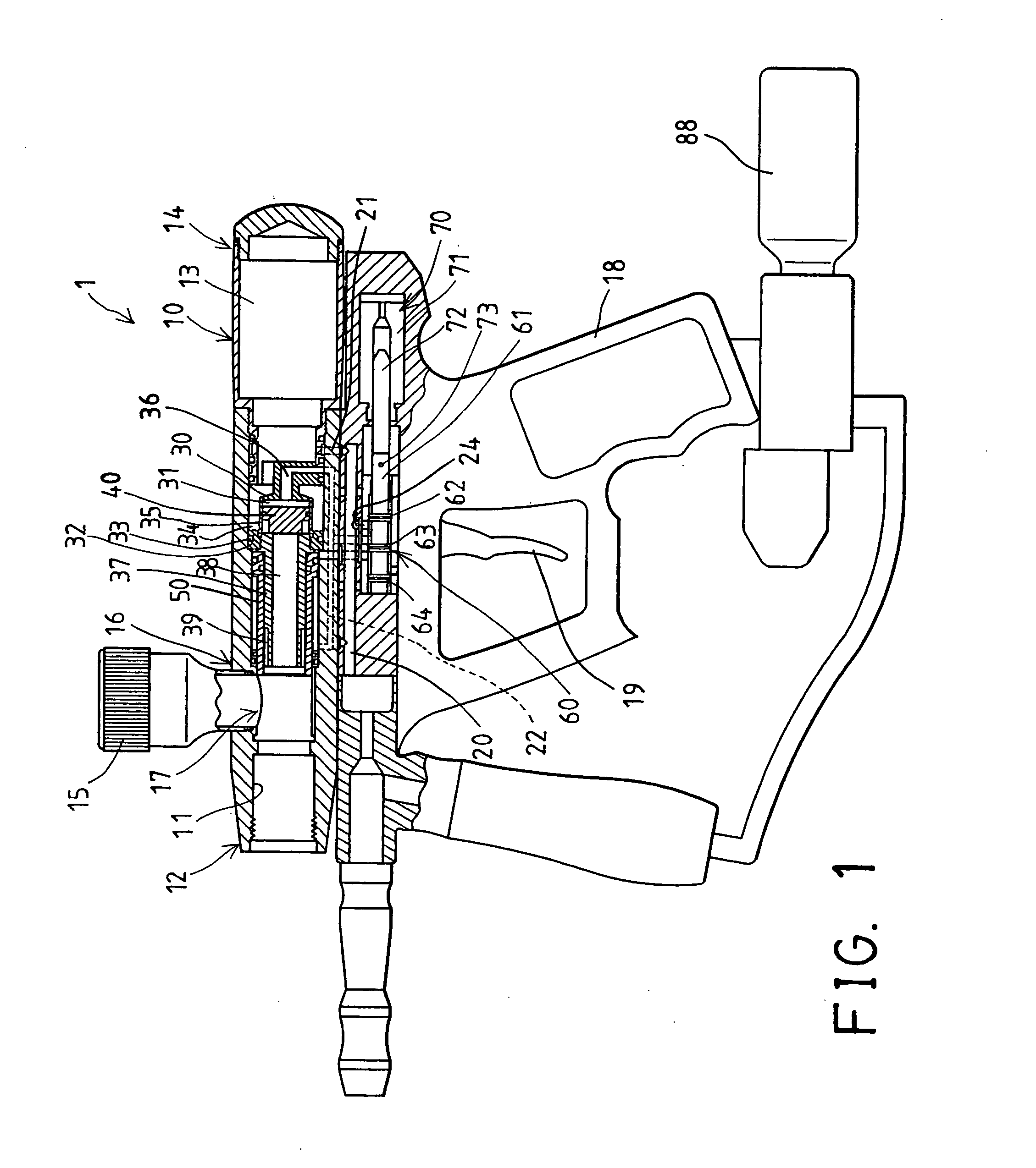 Pneumatic paintball gun