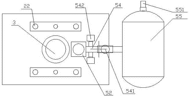 Pressure head device of sand jetting mechanism of upper pressing type core making machine