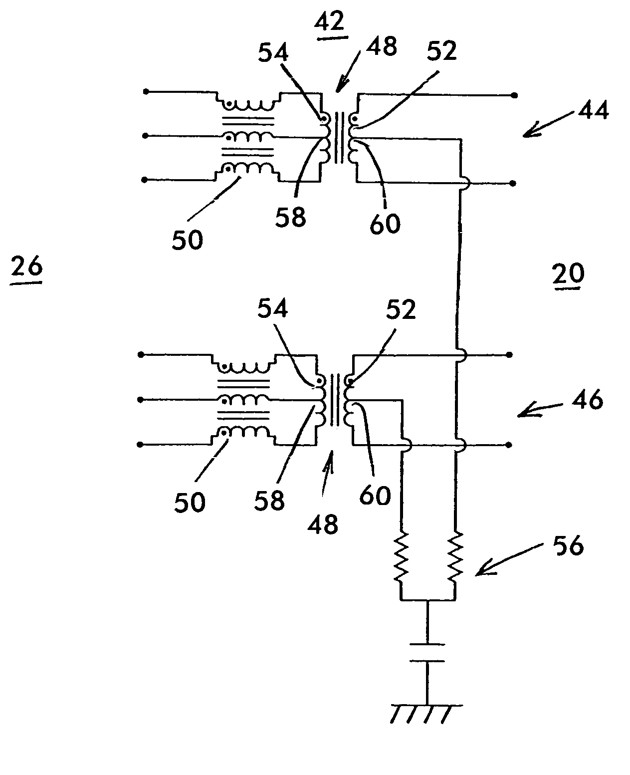 LAN magnetic interface circuit