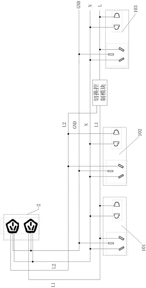 Multifunctional double circuit extension socket and switching method